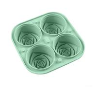 Grand bac à glaçons en silicone pour moule en forme de fleur 3D Rose | Fabriqué à partir de silicone TPR résistant, sans danger pour un usage alimentaire, construction, performance durable (vert)