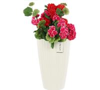 Grand bac à plantes carré avec insert V 60 cm, blanc, rainures élégantes