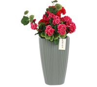 Grand bac à plantes carré avec insert V 60 cm, gris, rainuré, élégant