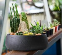Grand bac à plantes en céramique Kopenhagen - pot de fleurs noir mat - convient pour l'intérieur et l'extérieur - céramique - plat
