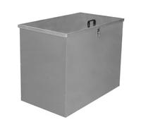 Grand Bac de Rangement Boite 64 L en métal galvanisé étanche anti-rongeurs pour extérieur, ferme, jardin, écuries verrouillables pour animaux | 2 compartiments