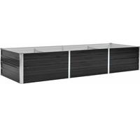 Grand Bac surélevé de jardin rectangulaire, pour culture fleurs herbes légumes, en acier galvanisé, 240x80x45 cm, anthracite, fond ouvert