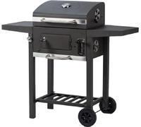 Grand barbecue au charbon de bois BBQ Smoker Grill, thermomètre intégré, réglable en hauteur, noir
