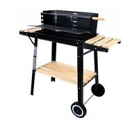 Grand barbecue de jardin au charbon de bois sur roulettes tournebroche 3x étagères Premium Grillset