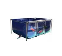 Grand bassin de piscine pour poissons et animaux aquatiques, toile en PVC et cadre en acier inoxydable, panneau de visualisation transparent, assemblage facile pour une utilisation en extérieur