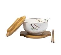 GRAND BOL ASIATIQUE SOUPE & NOUILLES - BLANC - Contenance : 1000 ml - Cuillère et Baguettes