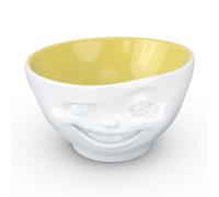 Grand bol en porcelaine hôtelière clin d'oeil intérieur jaune BLANC ET JAUNE G