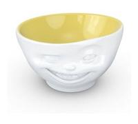 Grand bol en porcelaine hôtelière clin d'oeil intérieur jaune BLANC ET JAUNE G