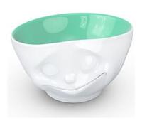 FIFTYEIGHT PRODUCTS Mugs/bol Glücklich (porcelaine, 500 ml, blanc, intérieur menthe, fabriqué en Allemagne)