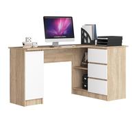 AKORD Bureau Ordinateur D`Angle B-20 | L155 x H77 x P85 60 kg |3 Tiroirs 2 Étagères Étagère Porte | Grand Bureau de Chambre PC Desk Table