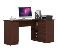 AKORD Bureau Ordinateur D`Angle B-20 | L155 x H77 x P85 60 kg |3 Tiroirs 2 Étagères Étagère Porte | Grand Bureau de Chambre PC Desk Table