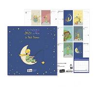 Grand calendrier classique Petit Prince - thème Petit Prince assis sur son croissant de lune et pêchant des étoiles - 16 mois
