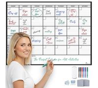 Grand Calendrier Effaçable à Sec pour Mur 91,4x121,9 cm, Grand Tableau Blanc Classe Géant Mensuel, Sans Date Réutilisable Familial Mensuel, Tableau Blanc Roulé Blanchi Effaçable à Sec, Planificateur