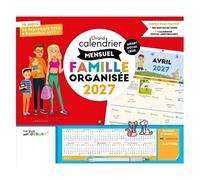 Grand Calendrier Mensuel Famille Organisée - Avec 1 Stylo Et 2 Trombones