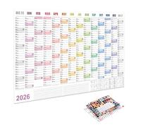 Grand Calendrier Mural 2026, 12 Mois Planning Annuel 2026 Avec Autocollants, Planning Annuel, Calendrier De Travail, Affiche Annuelle, Pour Étudiants, Famille, Maison, Bureau, École