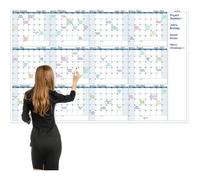 Grand calendrier mural effaçable-Calendrier mural annuel sans date, mesurant 35 pouces x 48 pouces,12 mois effaçable et réutilisable