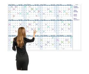 Grand calendrier mural effaçable-Calendrier mural annuel sans date, mesurant 35 pouces x 48 pouces,12 mois effaçable et réutilisable