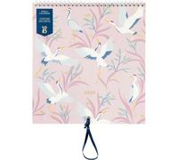 Grand Calendrier Mural Familial 2025 - Oiseaux - Calendrier Mensuel Avec 5 Colonnes Et Pochettes De Rangement Avec Des Autocollants À Code Couleur - 30.5 X 30.5 Cm