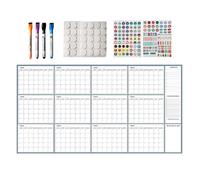 Grand calendrier mural non daté - Planificateur mural annuel effaçable à sec réutilisable en papier pour hommes, femmes, étudiants, enseignants, travail, étude, maison, école