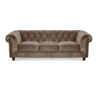 Grand canapé 3 places Chesterfield Velours Taupe