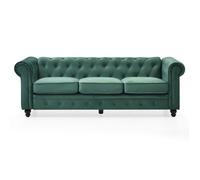 Grand canapé 3 places Chesterfield Velours Vert