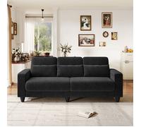 Grand Canapé 3 Places en Chenille ,Canapé Scandinave avec 3 oreillers et coussins ,Fauteuil Moderne pour salon 220x81x88cm Noir