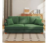 Grand Canapé 3 Places en Chenille Vert avec accoudoirs,coussins et oreillers,Canapé Scandinave pour le salon,220×74×86cm