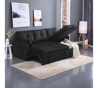 Grand canapé 3 places en forme de L - Design moderne - Fauteuil rembourré avec sièges de rangement - Meuble de salon - Canapé d'angle modulaire pour salon - Noir velours