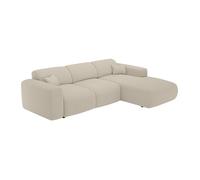Grand canapé d'angle droit convertible en tissu chiné beige POGNI de Maison Céphy