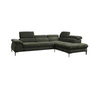Vente-Unique - Grand canapé d'angle Droit Convertible en Velours Vert SEPINA