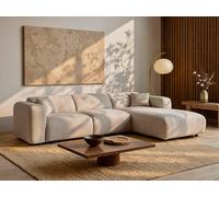 Grand canapé d'angle droit en tissu chiné beige POGNI de Maison Céphy