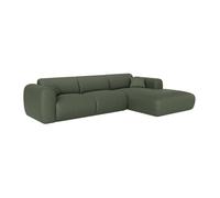 Grand canapé d'angle droit en tissu chiné vert POGNI de Maison Céphy