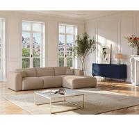 Vente-unique - Grand canapé d'angle Droit en Velours côtelé Fines côtes Beige POGNI de Maison Céphy