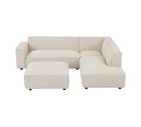 Vente-unique Pascal MORABITO - Grand canapé d'angle Droit et Pouf en Velours côtelé Beige BORORE de Pascal Morabito