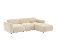 Grand canapé d'angle droit modulable en tissu beige POGNI de Maison Céphy
