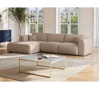 Vente-unique - Grand canapé d'angle Gauche en Velours côtelé Fines côtes Beige POGNI de Maison Céphy