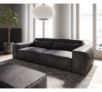 Grand Canapé Sirpio 230x95 cm Cuir synthétique Vintage Anthracite avec Tabouret