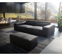 Grand Canapé Sirpio XL 270x130 cm Cuir synthétique Vintage Anthracite avec Tabouret