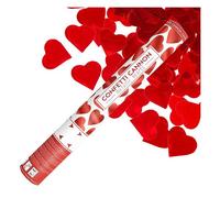 Grand Canon Confettis Coeurs Rouge Métallisés 60cm