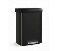 Grand capacité 60L/16 Gal - Poubelle de cuisine en acier inoxydable noir - Couvercle soft-close, poignée arrière, anneau sac, ouverture à pédale - Idéale cuisine, bureau, salon - Couleur : noir