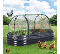 Grand Carré potager en Acier galvanisé, Bac surélevé en Fond Ouvert, Jardinière surélevée avec housse PVC amovible - Résistant intempéries,Bac à Plantes Pour légumes,herbes,fleurs(180X90X30cm,Gris)