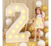Grand chapiteau lumineux en forme de chiffre 2 avec cadre lumineux en mosaïque - Lettre 2 - Pour décoration de fête de 2e anniversaire - Carton prédécoupé - Panneau géant en mousse épaisse - Panneau