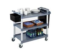 Grand Chariot de service alu 3 plateaux polypropylène