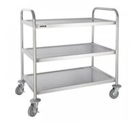 Grand chariot inox de service 3 niveaux