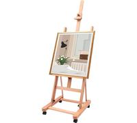 Grand chevalet mobile en bois de hêtre Chevalet d'atelier stable Chevalet étanche Réglable en hauteur 175-240cm Chevalet en bois réglable avec roulettes