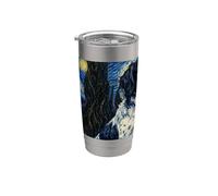 Grand chien Munsterlander Van Gogh Nuit étoilée Gobelet isotherme en acier inoxydable double paroi