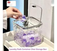 Grand conteneur de rangement de lessive avec cuillère - Organisateur en plastique durable pour capsules et liquides, couvercle à pression inclus, bacs de rangement pour l'organisation de la maison Boî