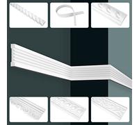GRAND DECOR CR700 Moulures murales, plates, en mousse rigide et flexible, 2 m, style baroque, à motifs, moulures plates en polyuréthane (20 m, blanc CR700, blanc)