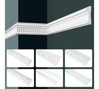 GRAND DECOR CR712 Moulures murales plates, style baroque, en mousse rigide en polyuréthane, blanches, 2 m, décoratives, à coller, pour plafond (10 m, CR712)