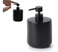 Grand distributeur de savon en céramique incurvé – 690 ml, rechargeable, pour la cuisine et la salle de bains. Pompe en acier inoxydable et ABS. Conception robuste. 17 x 10,5 cm. – Noir mat